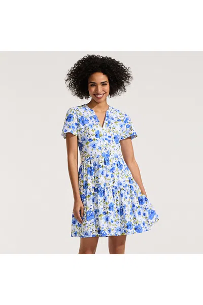 Lands' End Women's Cotton Jersey Tiered Mini Dress In White
