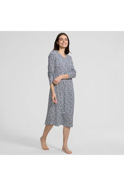 Lands' End Women's Cotton Long Sleeve Midcalf Nightgown In Ivory