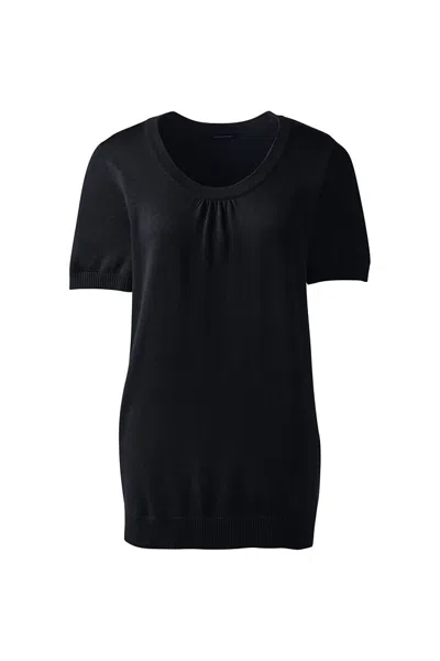 Lands' End Women's Cotton Modal Cap Sleeve Sweater In Blue