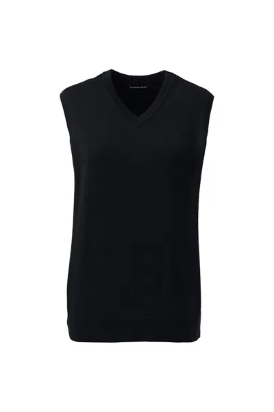Lands' End Women's Cotton Modal Fine Gauge Sweater Vest In Black