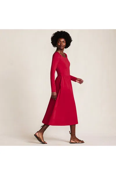 Lands' End Cotton Modal Off Shoulder Midi Dress In Red