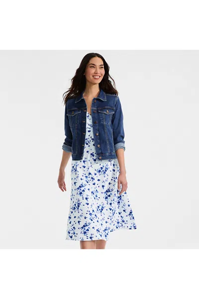 Lands' End Women's Cotton Modal Off The Shoulder Wrap Midi Dress In Blue
