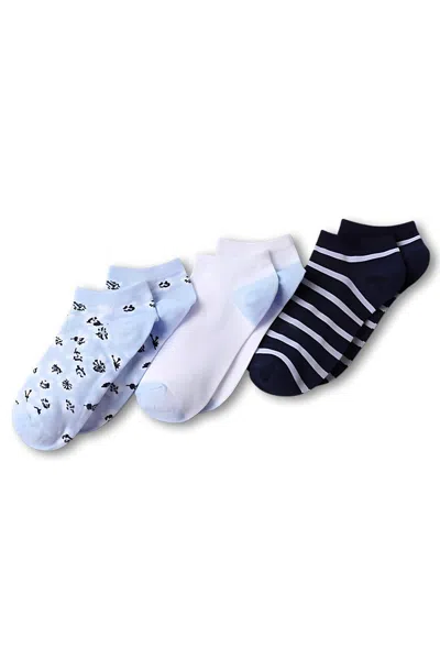 Lands' End Women's Cotton Patterned Ankle Socks 3 Pack In Multi