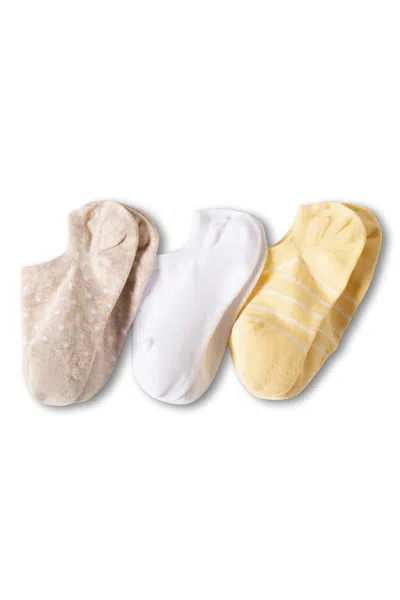 Lands' End Women's Cotton Patterned No Show Socks 3 Pack In Neutral