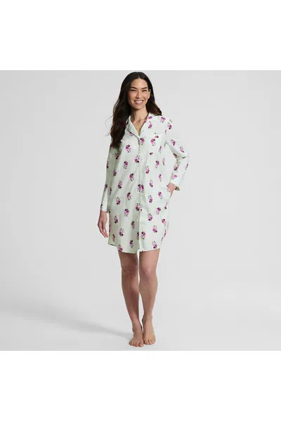 Lands' End Women's Cotton Poplin Long Sleeve Sleepshirt Nightgown In Pink
