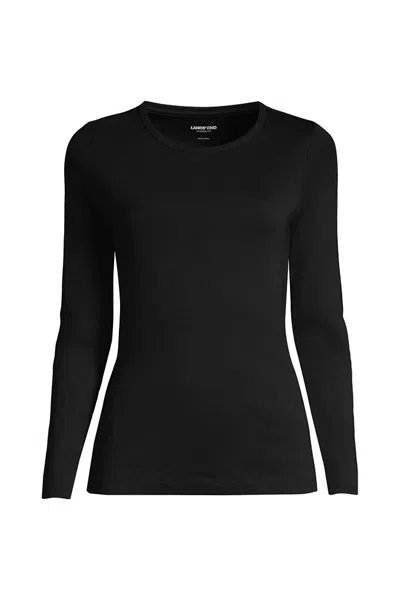 Lands' End Women's Cotton Rib T-shirt In Black