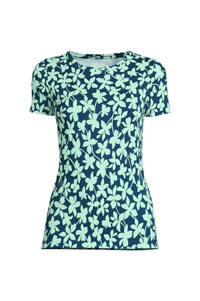 Lands' End Women's Cotton Rib T-shirt In Blue