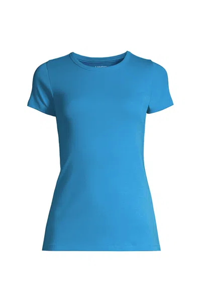 Lands' End Women's Cotton Rib T-shirt In Blue