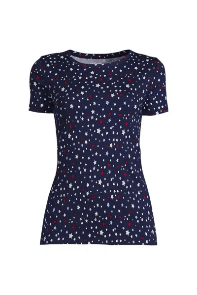 Lands' End Women's Cotton Rib T-shirt In Blue