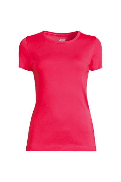Lands' End Women's Cotton Rib T-shirt In Pink
