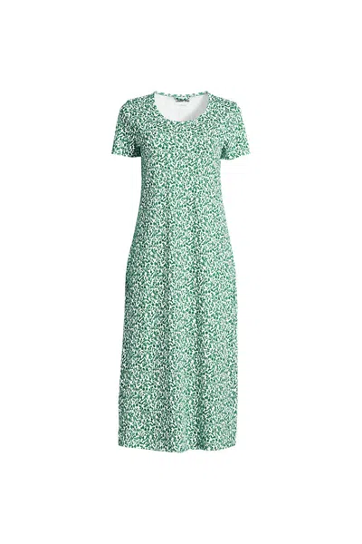 Lands' End Women's Cotton Short Sleeve Midcalf Nightgown In Multi