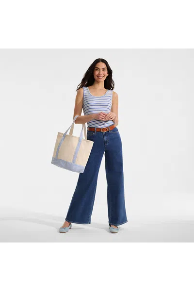Lands' End Women's Cotton Tank Top In Blue