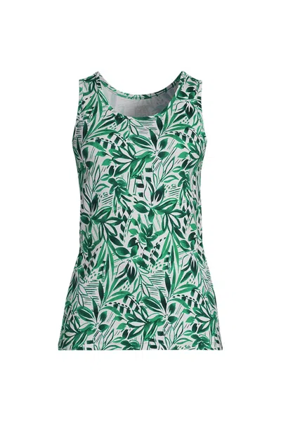 Lands' End Women's Cotton Tank Top In Green