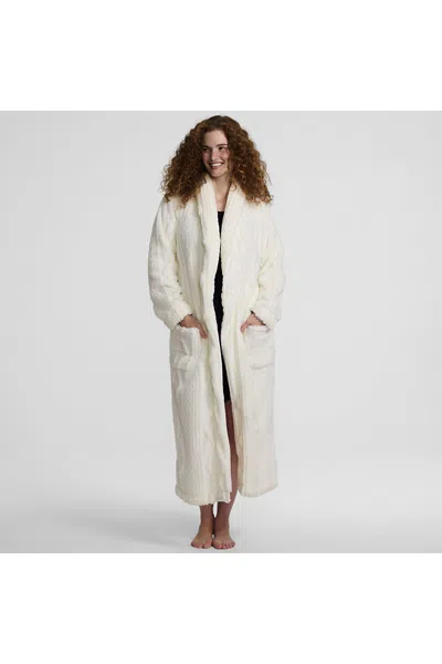 Lands' End Women's Cozy Cable Robe In Ivory