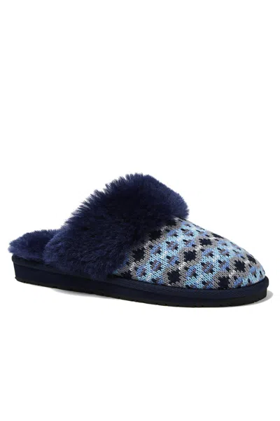 Lands' End Women's Cozy Knit Slippers In Blue