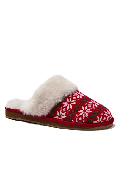Lands' End Women's Cozy Knit Slippers In Red