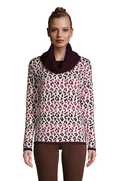 Lands' End Women's Cozy Lofty Cowl Neck Sweater In Brown