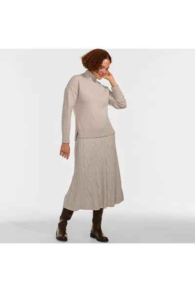Lands' End Women's Cozy Lofty Split Hem Turtleneck Sweater In Brown
