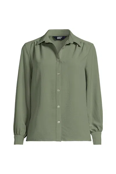 Lands' End Women's Creaseless Feminine Shirt In Green