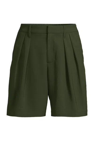 Lands' End Women's Creaseless High Rise 7" Shorts In Green