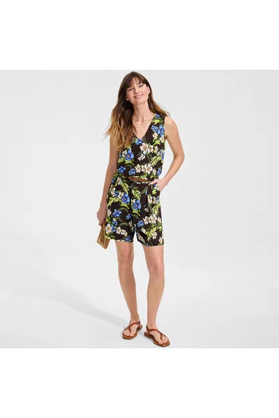 Lands' End Women's Creaseless High Rise 8" Shorts In Multi