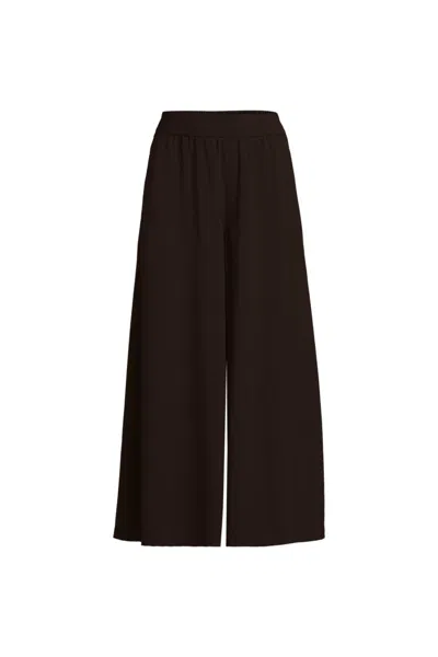 Lands' End Women's Creaseless High Rise Palazzo Crop Pants In Brown