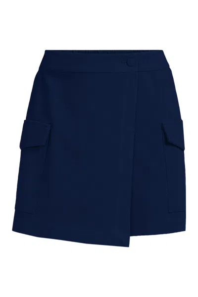 Lands' End Women's Crepe Above The Knee Skort In Blue