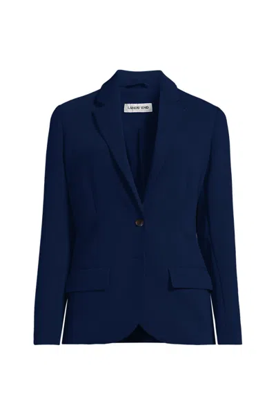 Lands' End Women's Crepe Fluid Blazer In Blue