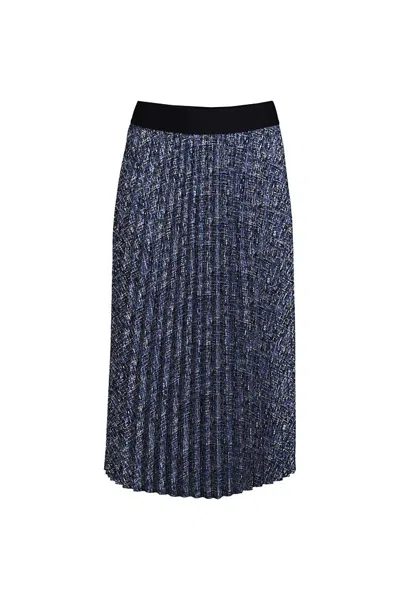 Lands' End Women's Crepe Pull-on Pleated Midi Skirt In Blue