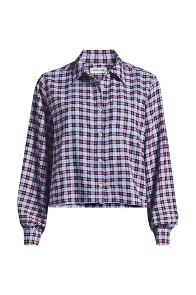 Lands' End Women's Cropped Flannel Shirt In Blue