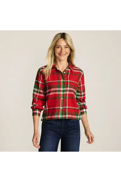 Lands' End Women's Cropped Flannel Shirt In Multi