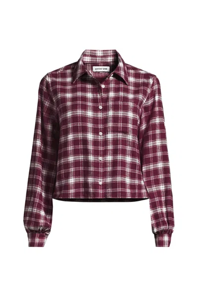 Lands' End Women's Cropped Flannel Shirt In Red