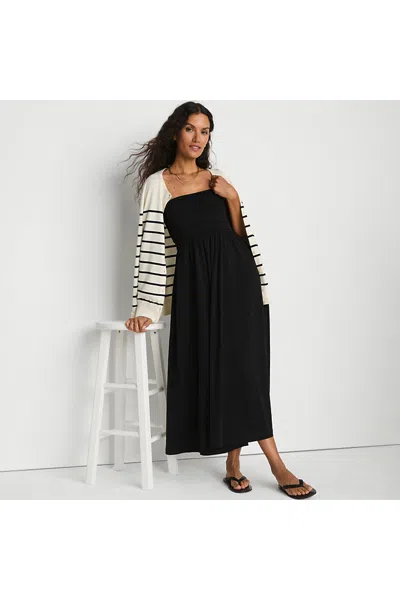 Lands' End Women's Cupro Bandeau Maxi Dress With Removable Straps In Black