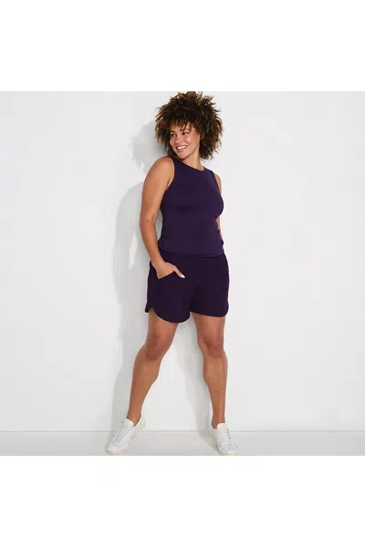 Lands' End Women's Curvy Fit 5" Quick Dry Board Shorts Swim Shorts With Panty In Purple