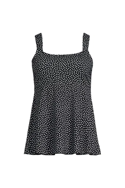Lands' End Women's D-cup Adjustable Scoop Neck Flutter Tankini Top In Black