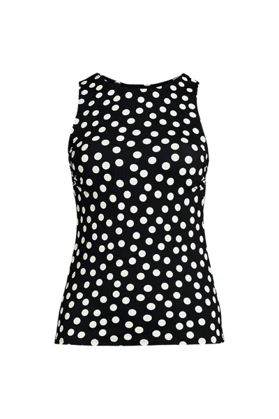 Lands' End Women's D-cup Chlorine Resistant High Neck Upf 50 Sun Protection Modest Tankini Swimsuit Top In Black