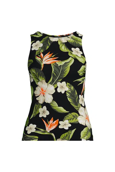 Lands' End Women's Dd-cup High Neck Upf 50 Sun Protection Modest Tankini Swimsuit Top In Black