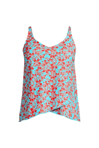 Lands' End Women's D-cup Chlorine Resistant Tulip Hem Tankini Swimsuit Top In Blue