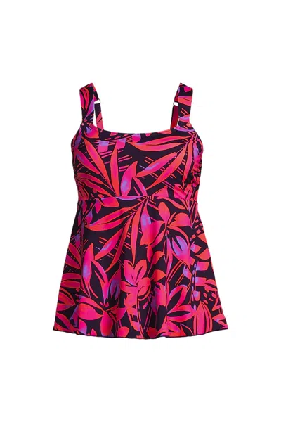 Lands' End Women's D-cup Flutter Scoop Neck Tankini Top In Multi