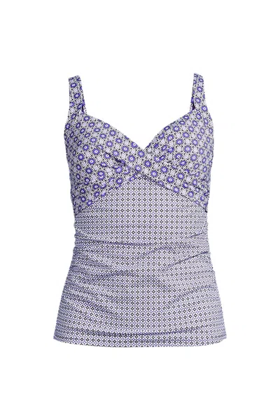 Lands' End Women's D-cup Sweetheart Wrap Underwire Tankini Top In Purple