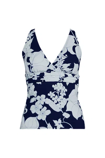 Lands' End Women's D-cup V-neck Plunge X Back Tankini Top In Multi