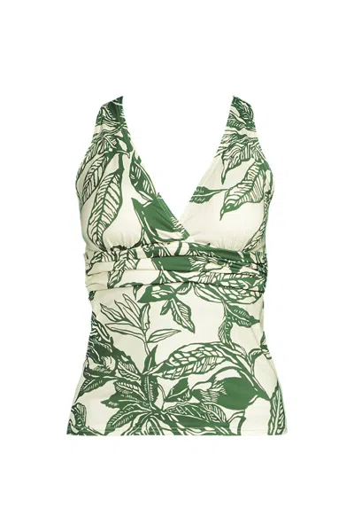 Lands' End Women's D-cup V-neck Plunge X Back Tankini Top In Multi