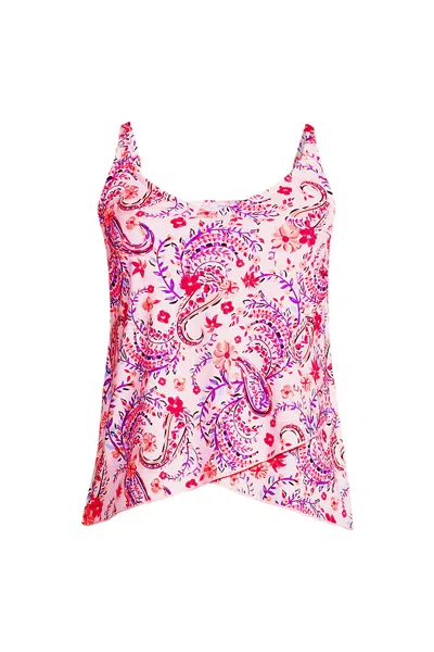 Lands' End Women's Dd-cup Chlorine Resistant Tulip Hem Tankini Swimsuit Top In Pink