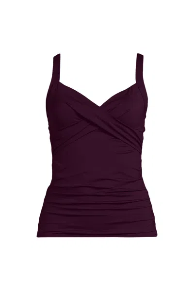 Lands' End Women's Dd-cup Sweetheart Wrap Underwire Tankini Top In Purple