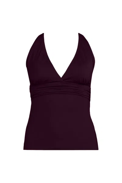 Lands' End Women's Dd-cup V-neck Plunge X Back Tankini Top In Purple