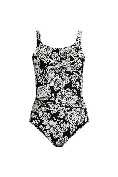 Lands' End Women's Ddd-cup New Slendersuit Carmela Underwire One Piece Swimsuit In Black