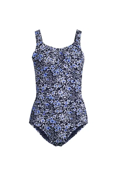 Lands' End Women's Ddd-cup New Slendersuit Carmela Underwire One Piece Swimsuit In Blue