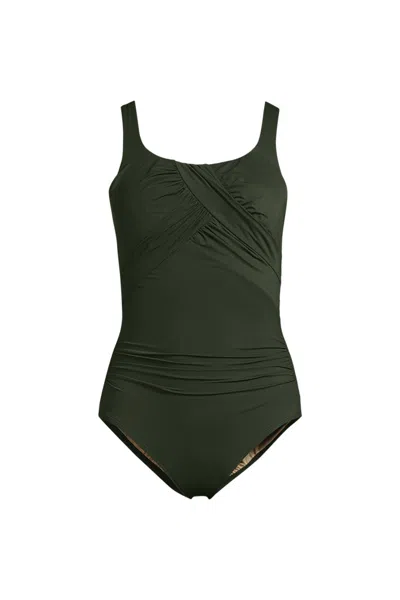 Lands' End Women's Ddd-cup New Slendersuit Carmela Underwire One Piece Swimsuit In Green