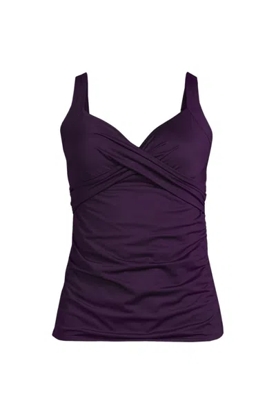 Lands' End Women's Ddd-cup Sweetheart Wrap Underwire Tankini Top In Purple