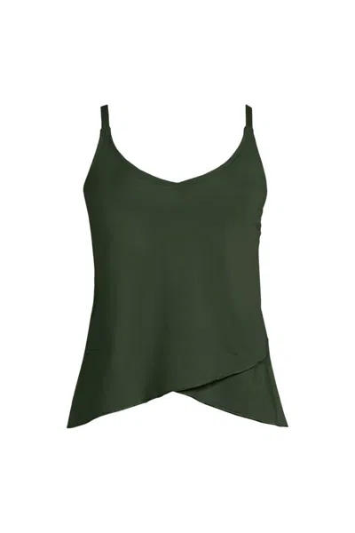 Lands' End Women's Ddd-cup Tulip Hem Tankini Top In Green